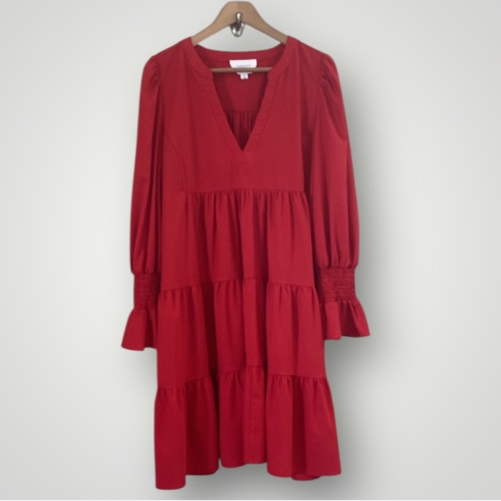 Pomander Place Red Tiered V-Neck Dress - Picture 5 of 12